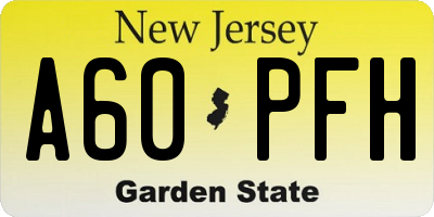 NJ license plate A60PFH