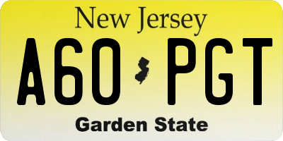 NJ license plate A60PGT