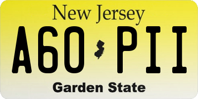 NJ license plate A60PII