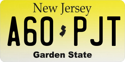 NJ license plate A60PJT