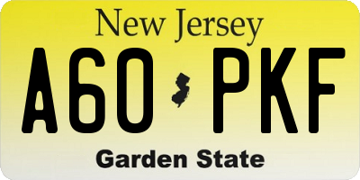 NJ license plate A60PKF