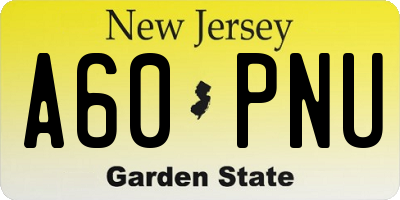 NJ license plate A60PNU