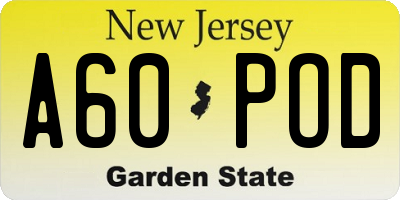 NJ license plate A60POD