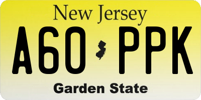 NJ license plate A60PPK