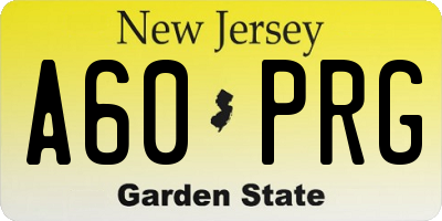 NJ license plate A60PRG