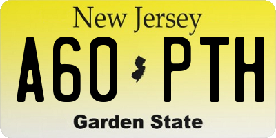 NJ license plate A60PTH