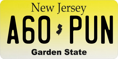 NJ license plate A60PUN