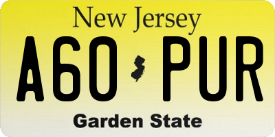 NJ license plate A60PUR