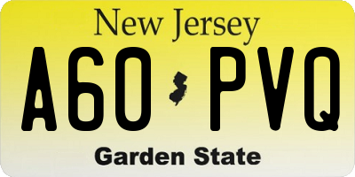 NJ license plate A60PVQ
