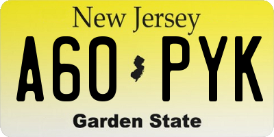 NJ license plate A60PYK