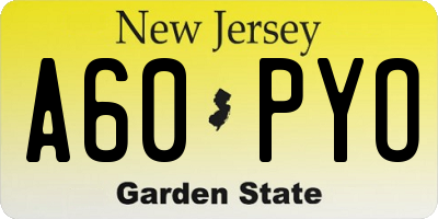 NJ license plate A60PYO