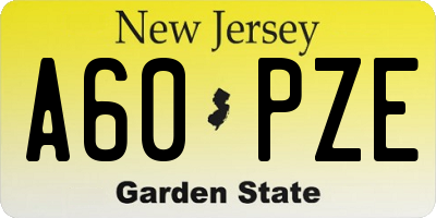 NJ license plate A60PZE