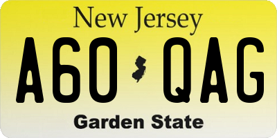 NJ license plate A60QAG