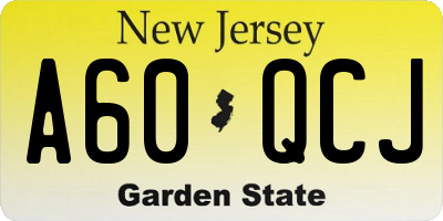 NJ license plate A60QCJ