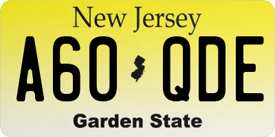 NJ license plate A60QDE