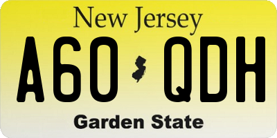 NJ license plate A60QDH