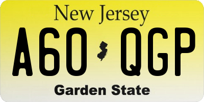 NJ license plate A60QGP