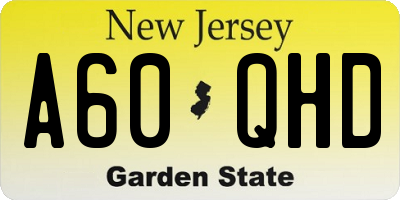 NJ license plate A60QHD