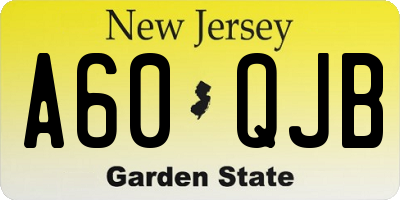 NJ license plate A60QJB