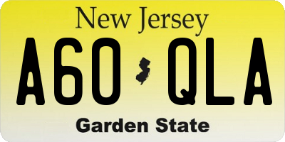 NJ license plate A60QLA