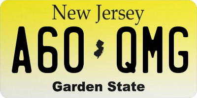 NJ license plate A60QMG