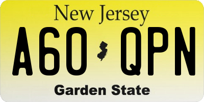 NJ license plate A60QPN