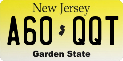 NJ license plate A60QQT