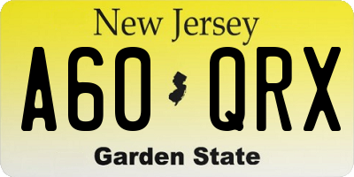 NJ license plate A60QRX