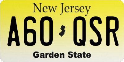 NJ license plate A60QSR