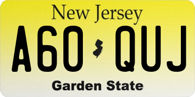 NJ license plate A60QUJ