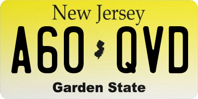 NJ license plate A60QVD