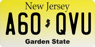 NJ license plate A60QVU