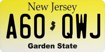 NJ license plate A60QWJ