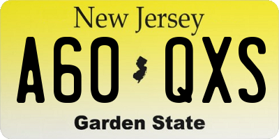 NJ license plate A60QXS