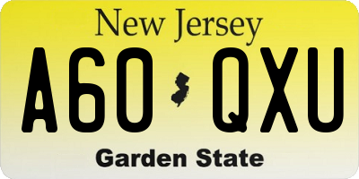 NJ license plate A60QXU