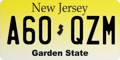 NJ license plate A60QZM