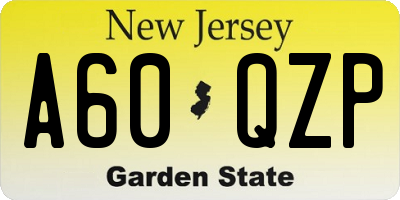 NJ license plate A60QZP