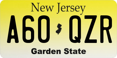 NJ license plate A60QZR