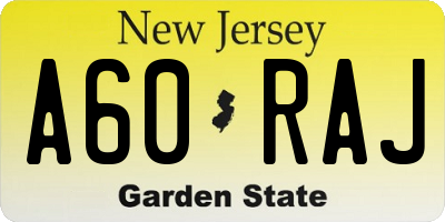 NJ license plate A60RAJ