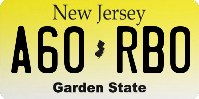 NJ license plate A60RBO