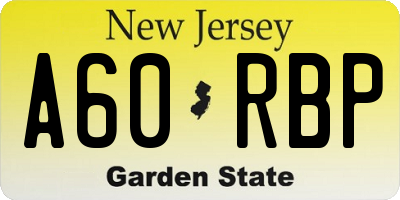NJ license plate A60RBP