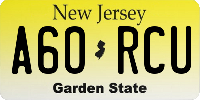 NJ license plate A60RCU