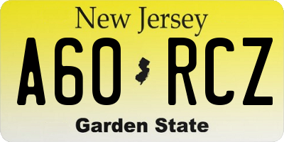 NJ license plate A60RCZ