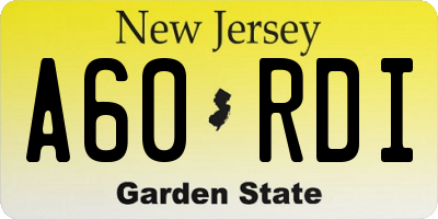 NJ license plate A60RDI