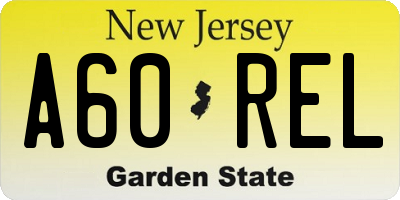 NJ license plate A60REL