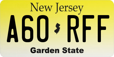 NJ license plate A60RFF