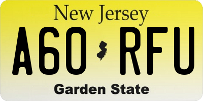 NJ license plate A60RFU
