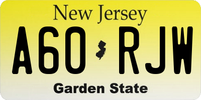 NJ license plate A60RJW