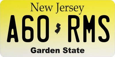 NJ license plate A60RMS