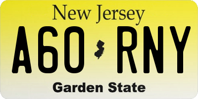 NJ license plate A60RNY